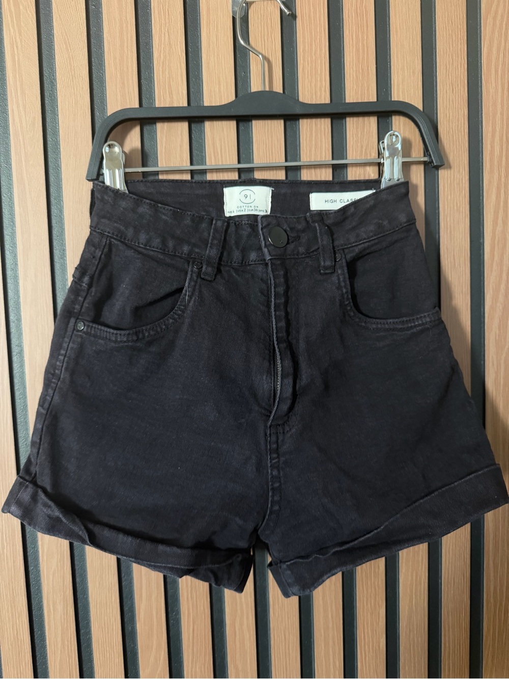 Cotton On High Waist Black Denim Shorts